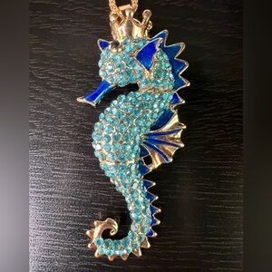 🪸NWT! Blue Rhinestone Seahorse